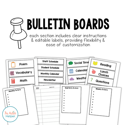 Binder and Bulletin Board Organization and Setup Tools