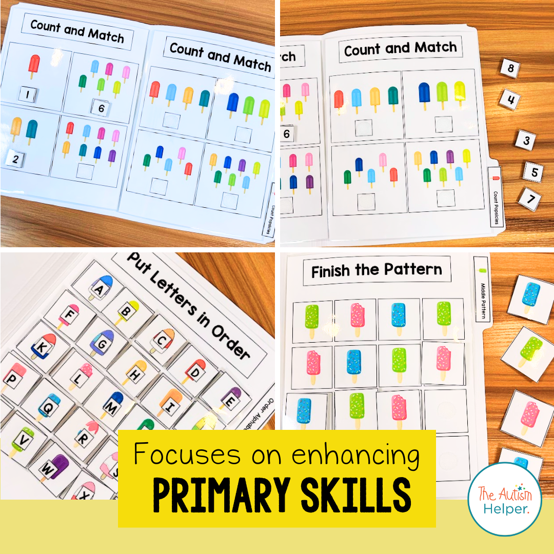 File Folder Activities to Match, Sort, Count, and More! {POPSICLE themed}