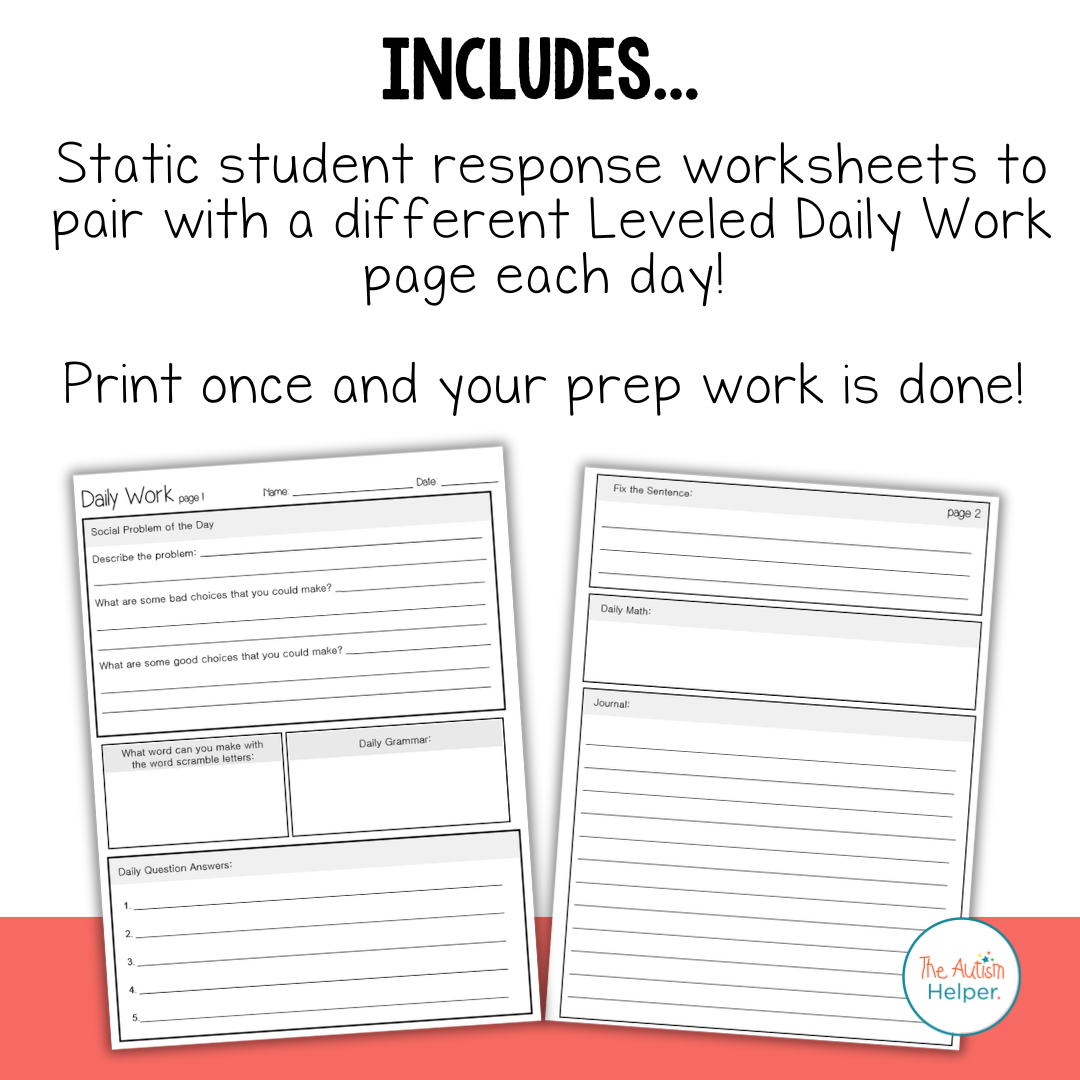 Leveled Daily Independent Work Level 3