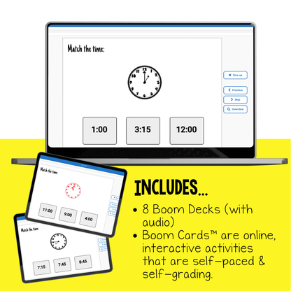 Telling Time Interactive Boom Cards