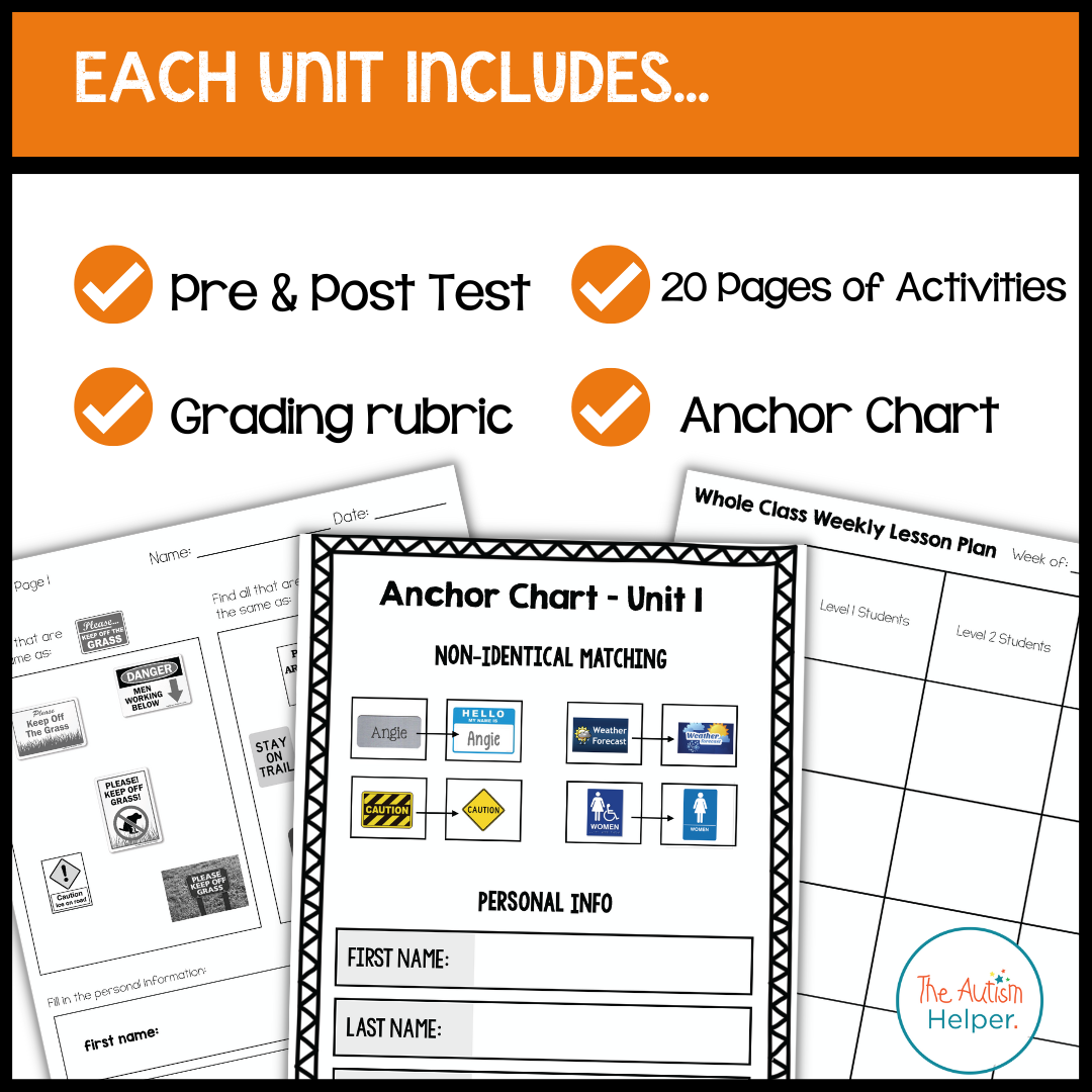 Functional Literacy Leveled Daily Curriculum {LEVEL 1}