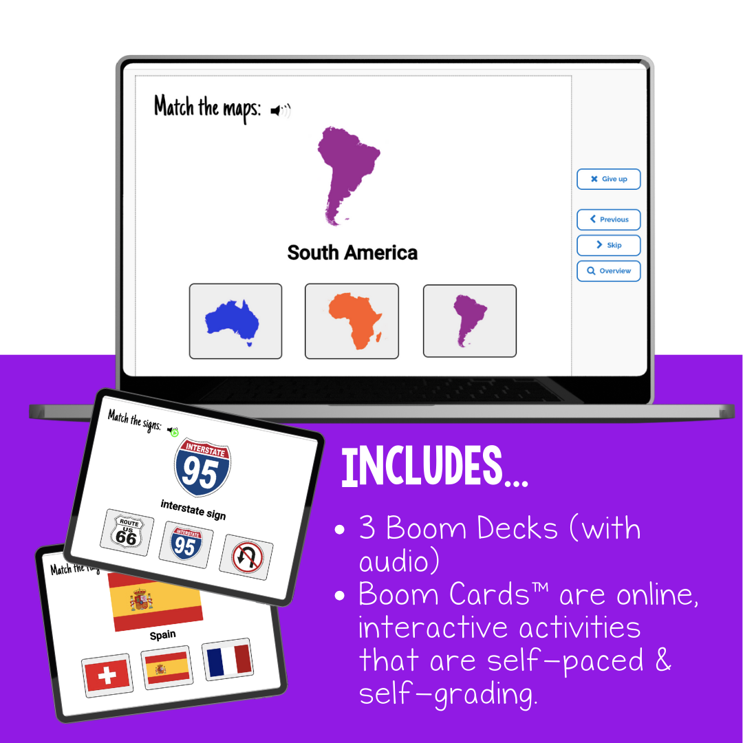 Social Studies Matching Interactive Boom Cards