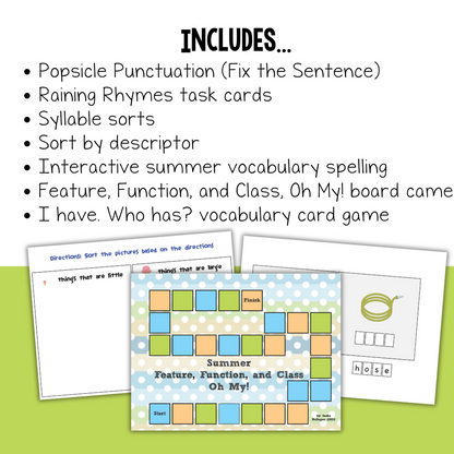 Summer Reading Centers and Literacy Games for Special Education