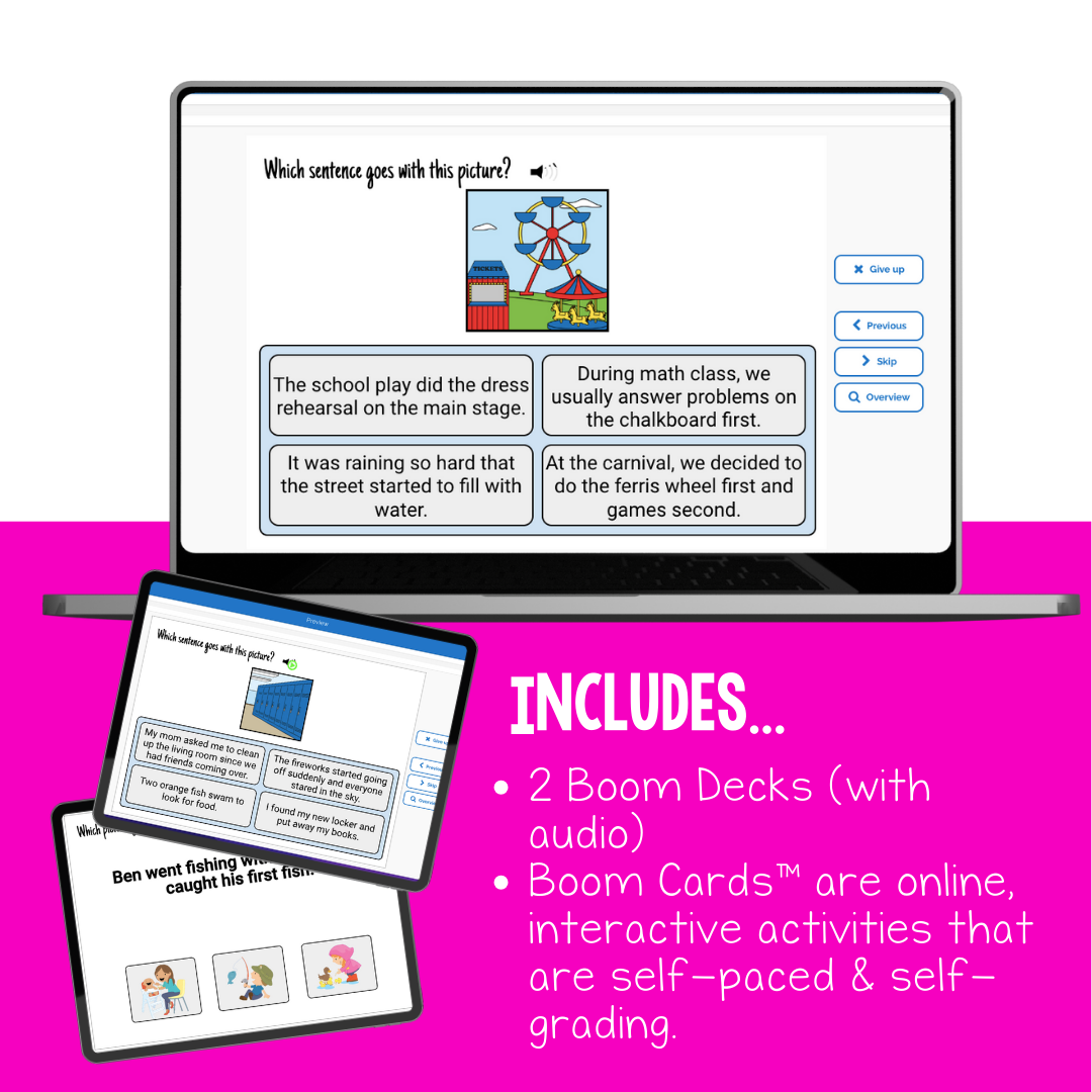 Sentence Comprehension Interactive Boom Cards