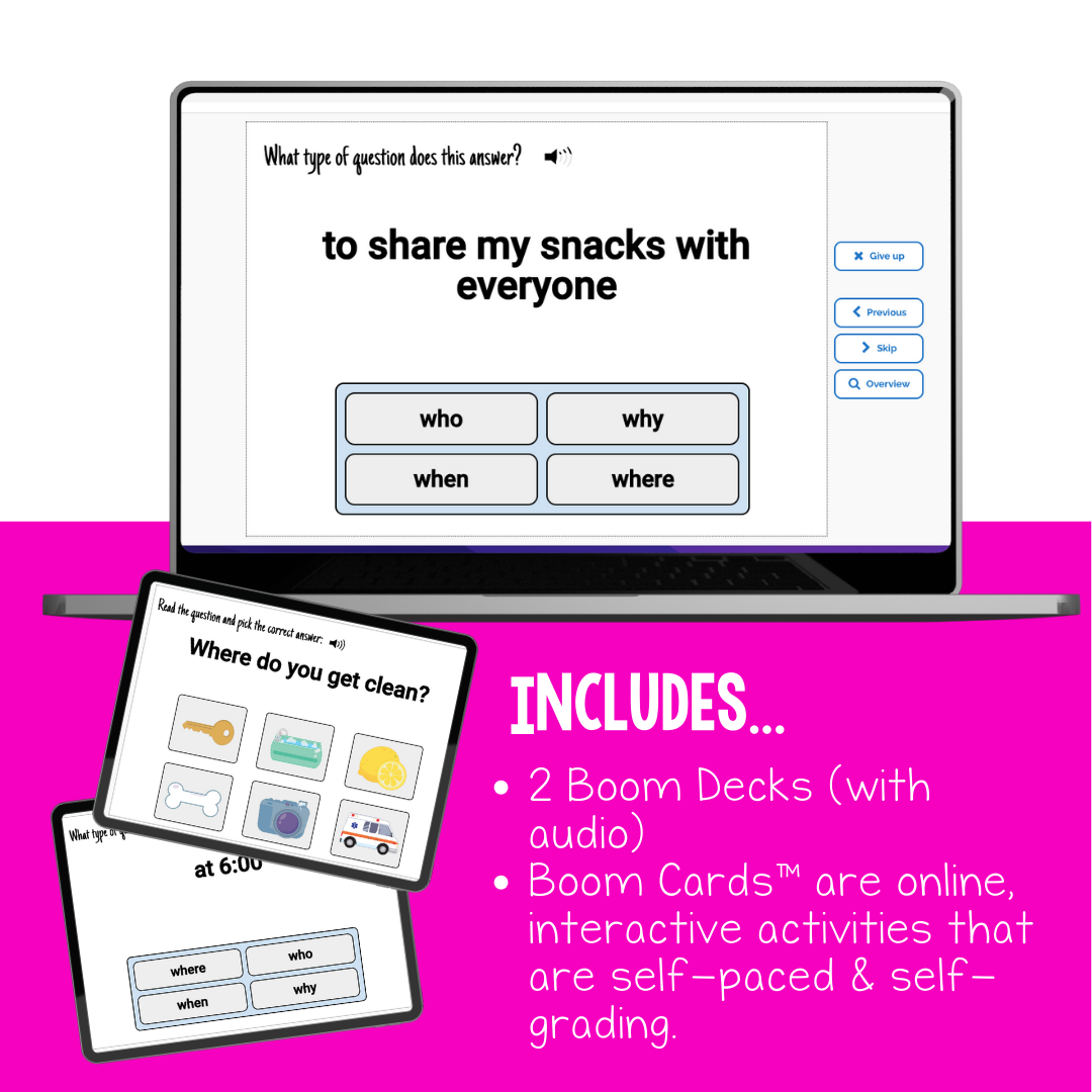 Question Comprehension Interactive Boom Cards