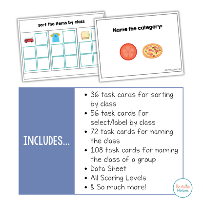 Class/Category Task Cards [ABLLS-R Aligned B19, C39, G17, G25, G27]