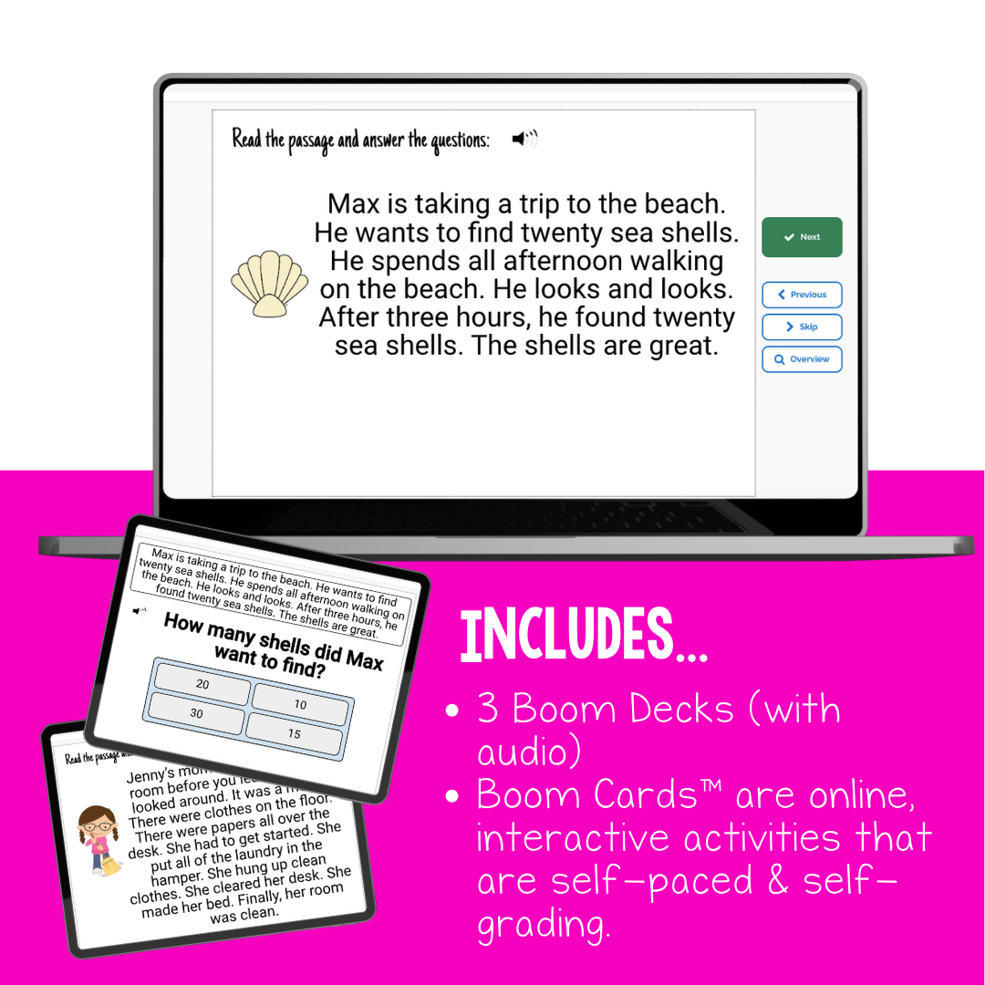 Reading Comprehension Level F Interactive Boom Cards