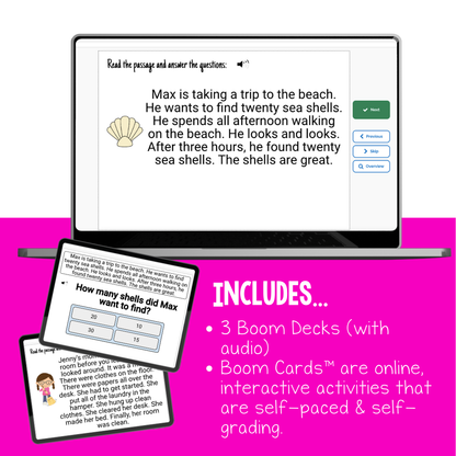 Reading Comprehension Level F Interactive Boom Cards