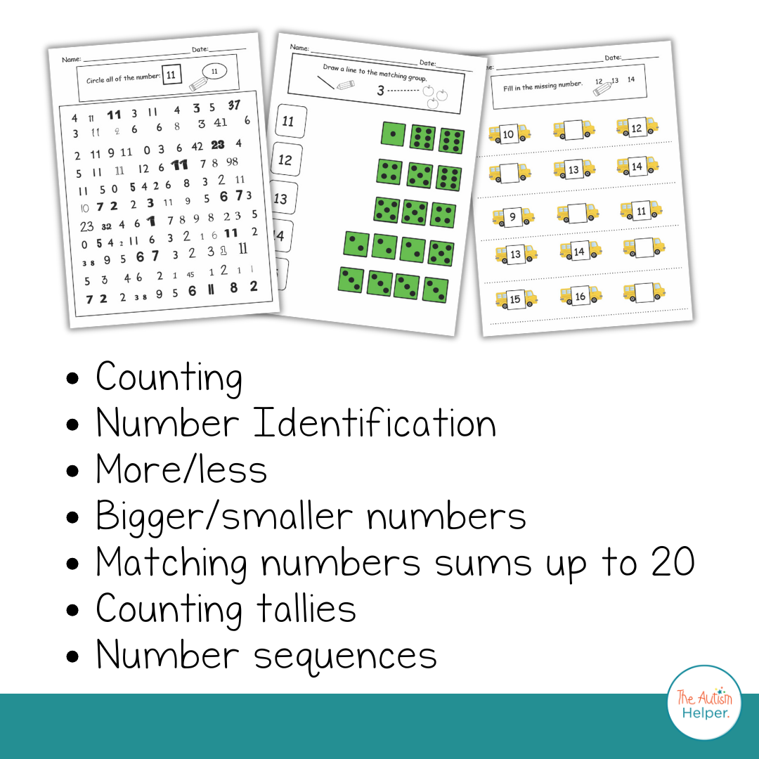 Foundational Visual Math Activities {Numbers 10-20} – The Autism Helper