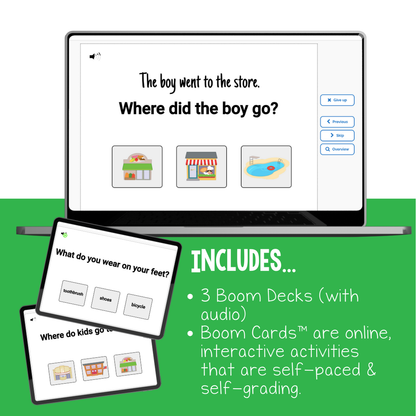 Who, What, & Where Question Interactive Boom Cards