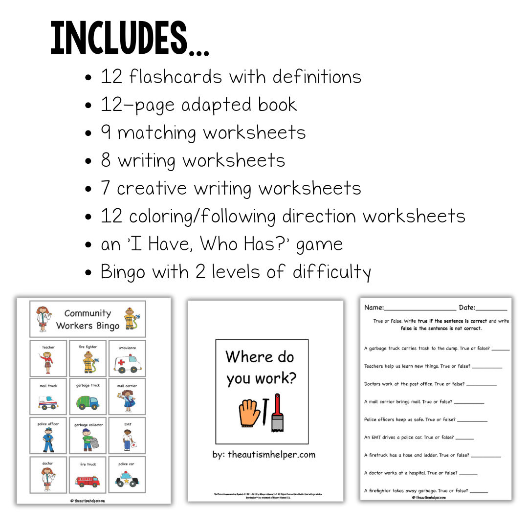 Community Helpers Differentiated Unit – The Autism Helper