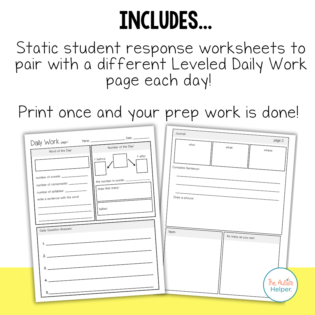 Leveled Daily Independent Work Level 2