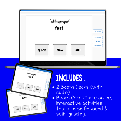 Synonym and Antonym Interactive Boom Cards