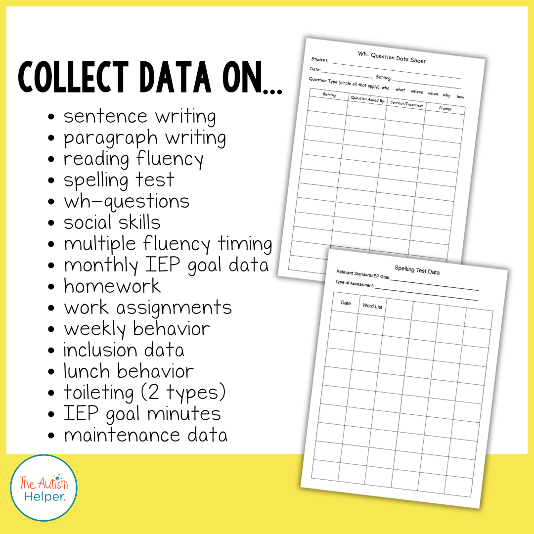 Editable Special Education Data Sheets Set 2