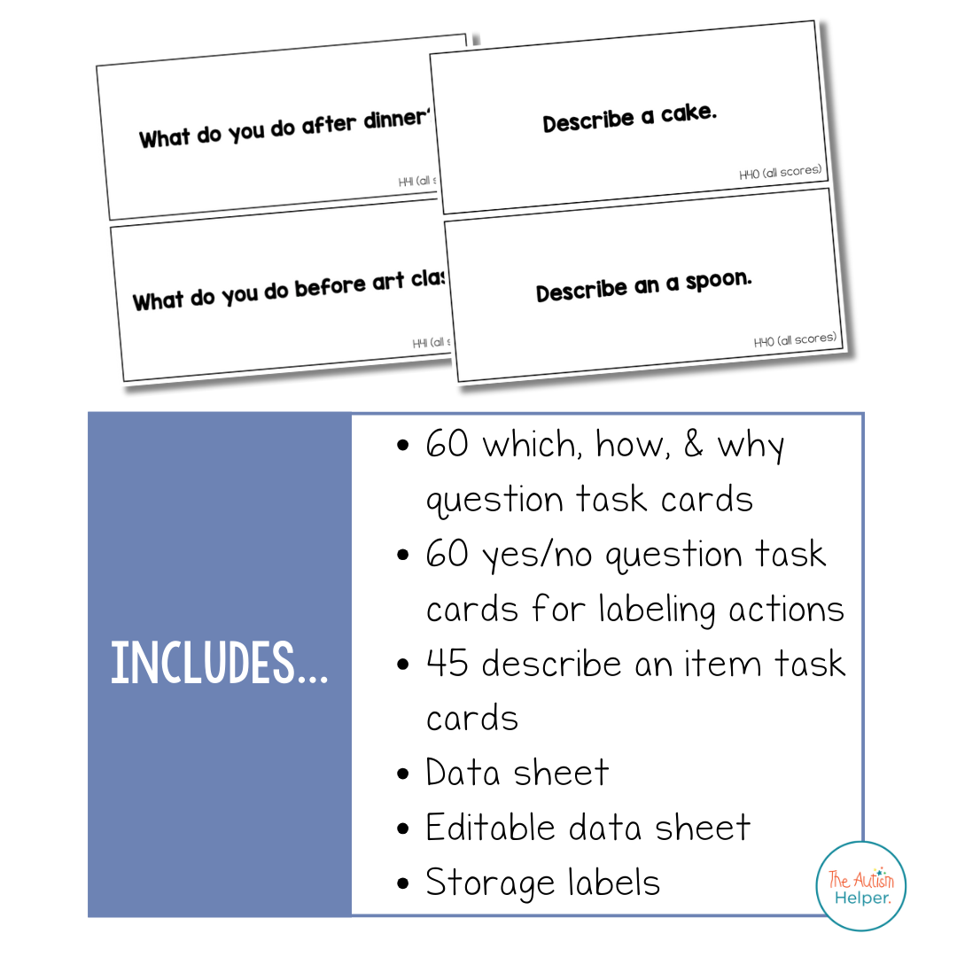 Complex Questions Task Cards [ABLLS-R Aligned to H}