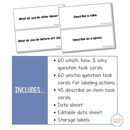 Complex Questions Task Cards [ABLLS-R Aligned to H}