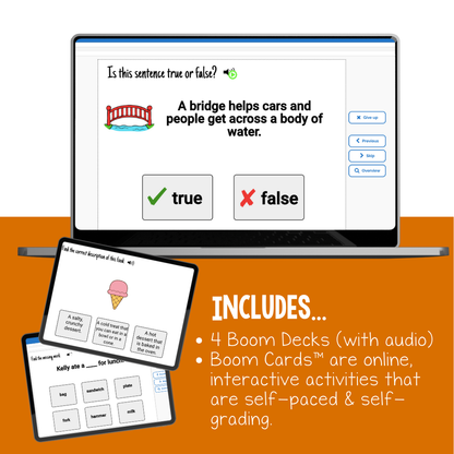 Vocabulary Reading Comprehension Interactive Boom Cards