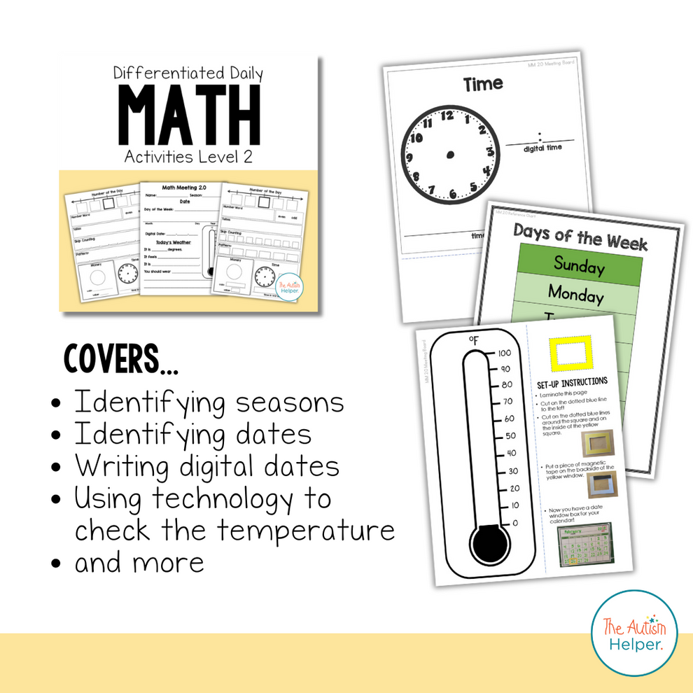 Differentiated Daily Math Activities BUNDLE – The Autism Helper