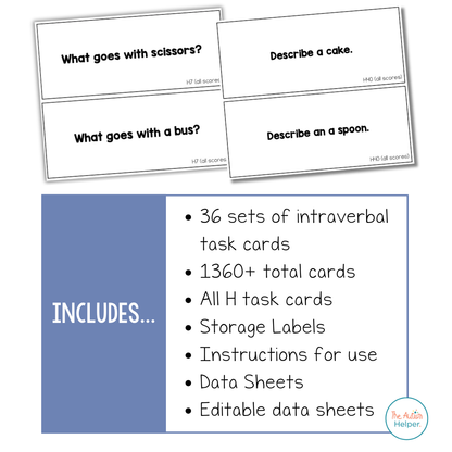 Intraverbals Task Card BUNDLE [ABLLS-R Aligned ALL H TASKS]