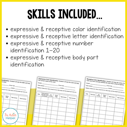 Editable Discrete Trial Data & Goal Sheets Set 1