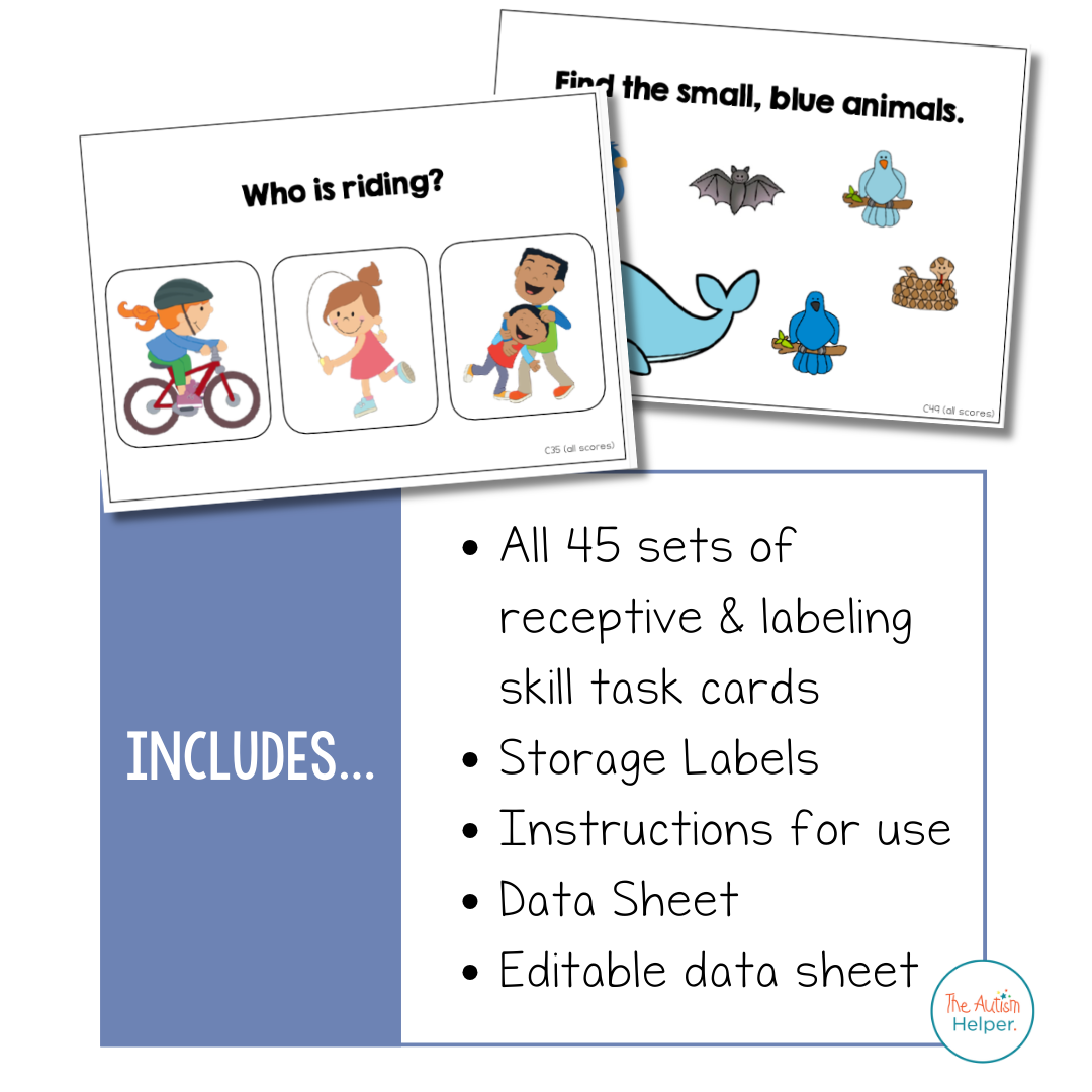 Receptive & Labeling Task Card BUNDLE [ABLLS-R Aligned ALL C & G TASKS ...