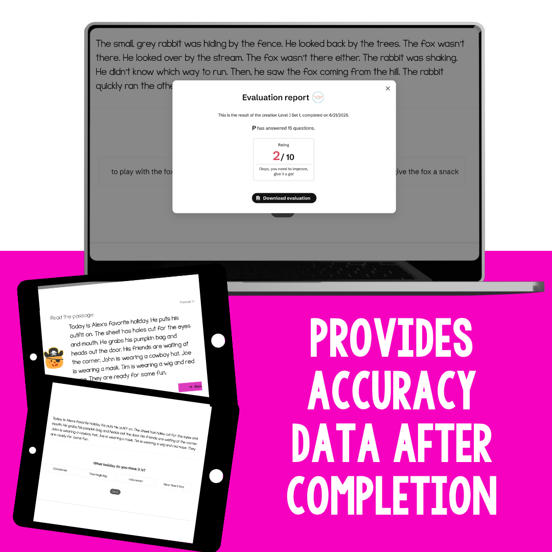 Level I Reading Comprehension Digital Task Cards