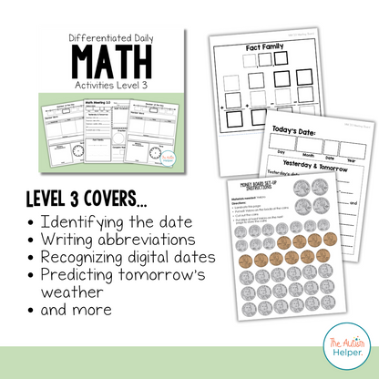 Differentiated Daily Math Activities BUNDLE