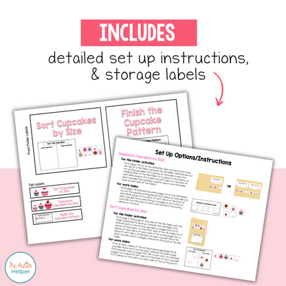 Cupcake File Folder Activities for Sorting, Counting, & Patterns