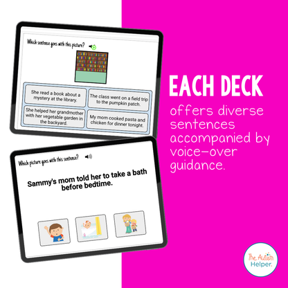 Sentence Comprehension Interactive Boom Cards