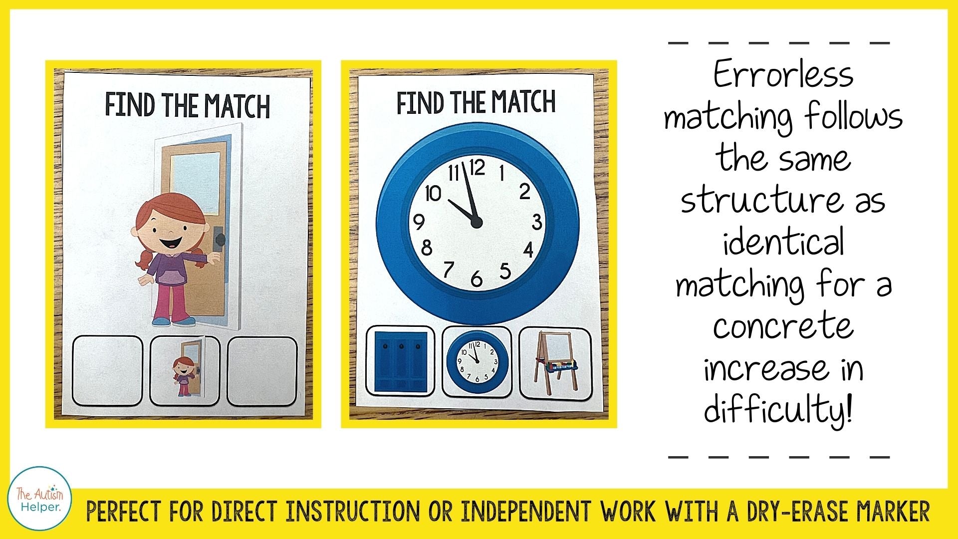 Back to School Errorless & Identical Matching Task Cards – The Autism ...