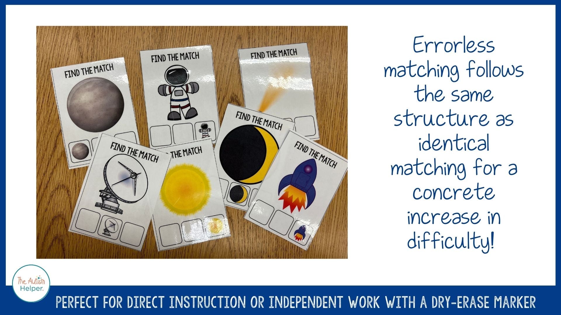 Identical Matching Errorless Outer Space Errorless & Identical Matching Task Cards – The Autism Helper