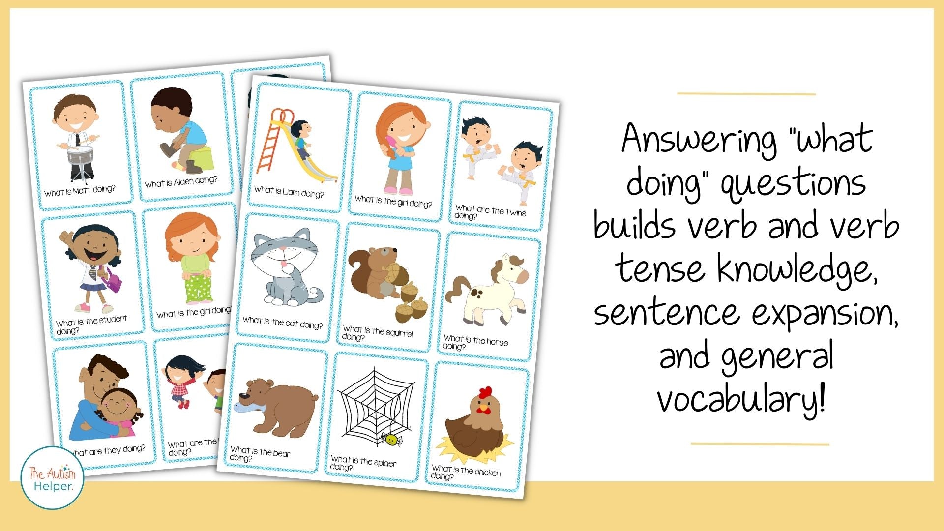 What Are You Doing? Present Progressive Task Cards – The Autism Helper