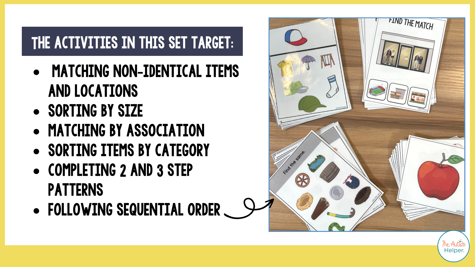 VB-MAPP Task Cards: Visual Perceptual Skills & Match to Sample Level 3 ...