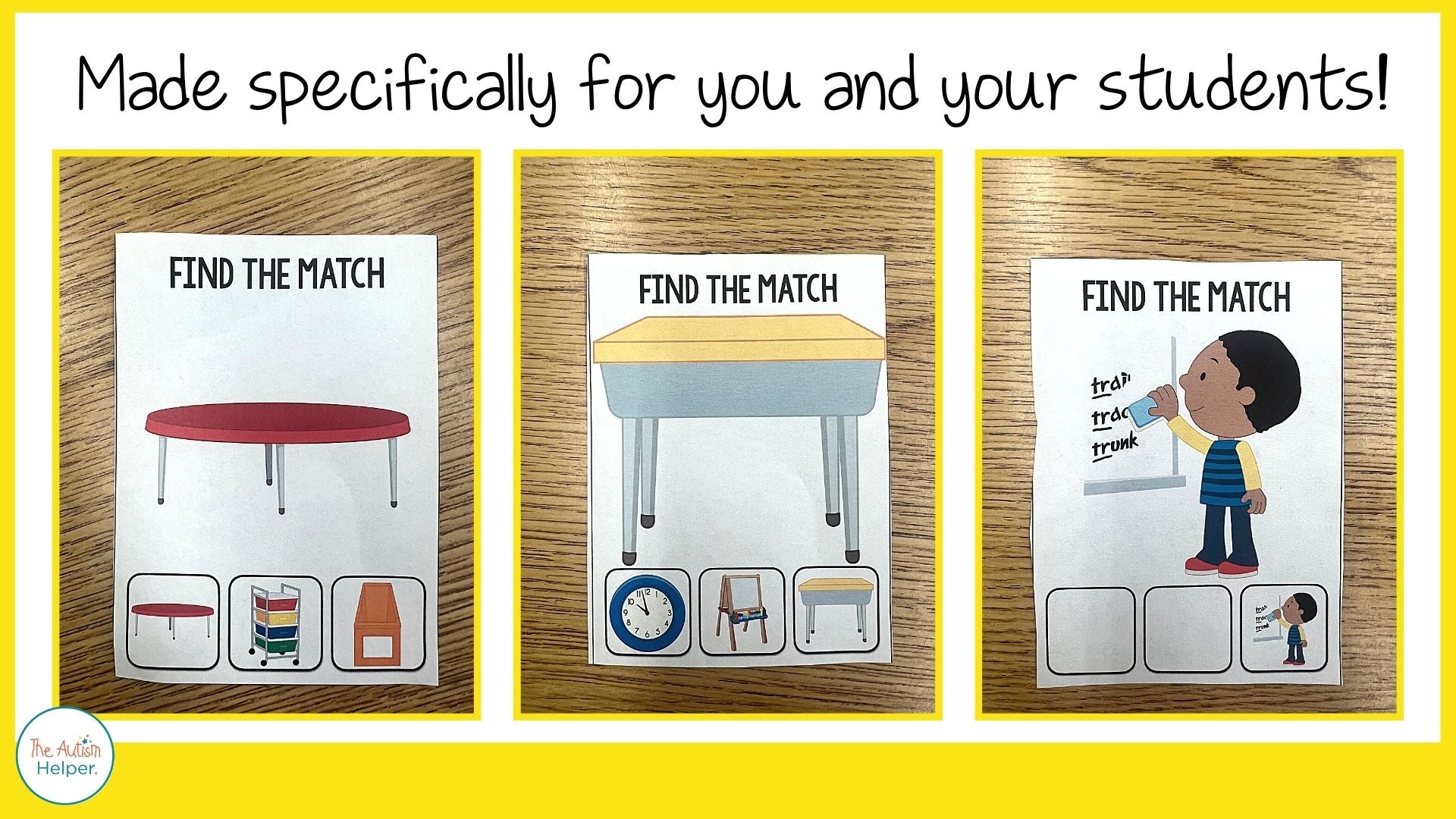 Back to School Errorless & Identical Matching Task Cards – The Autism ...