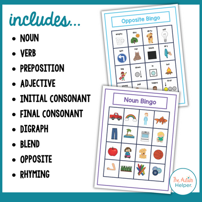 Phonological Awareness and Parts of Speech Bingo {BUNDLE}