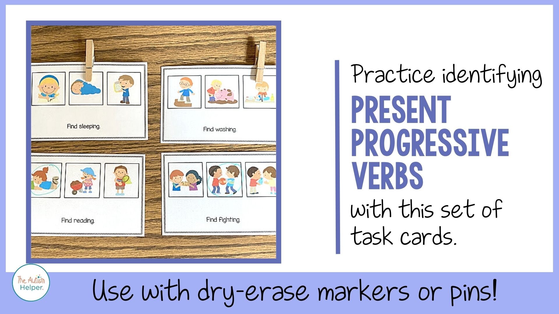 Receptive Present Progressive Task Cards – The Autism Helper