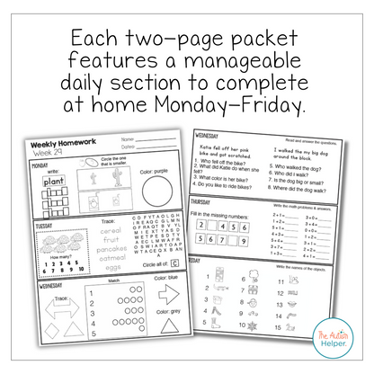 Leveled Homework BUNDLE