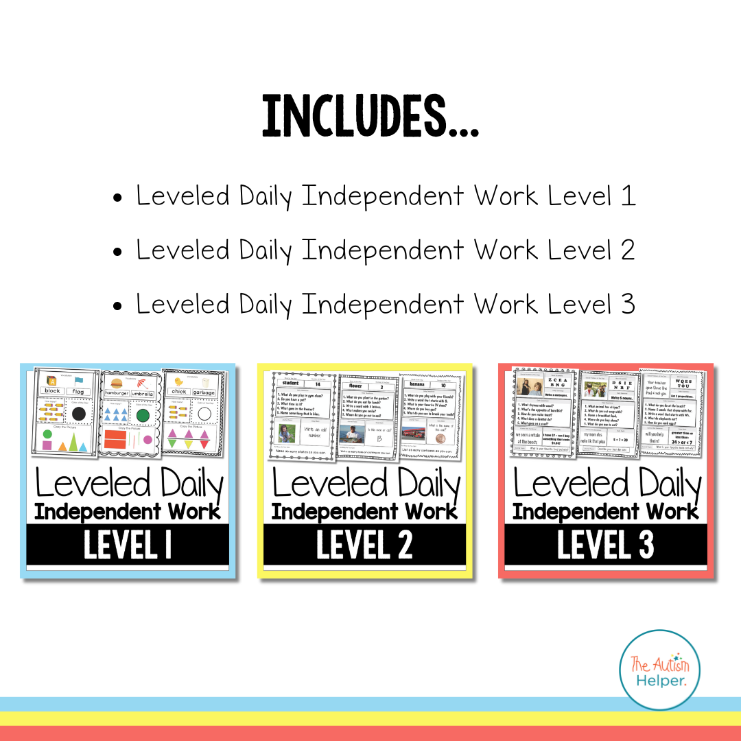 Leveled Daily Independent Work BUNDLE