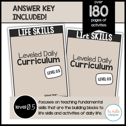 Life Skills Leveled Daily Curriculum {Level 0.5}