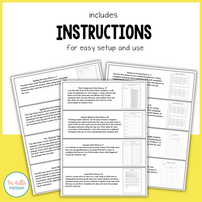 Editable Special Education Data Sheets Set 2