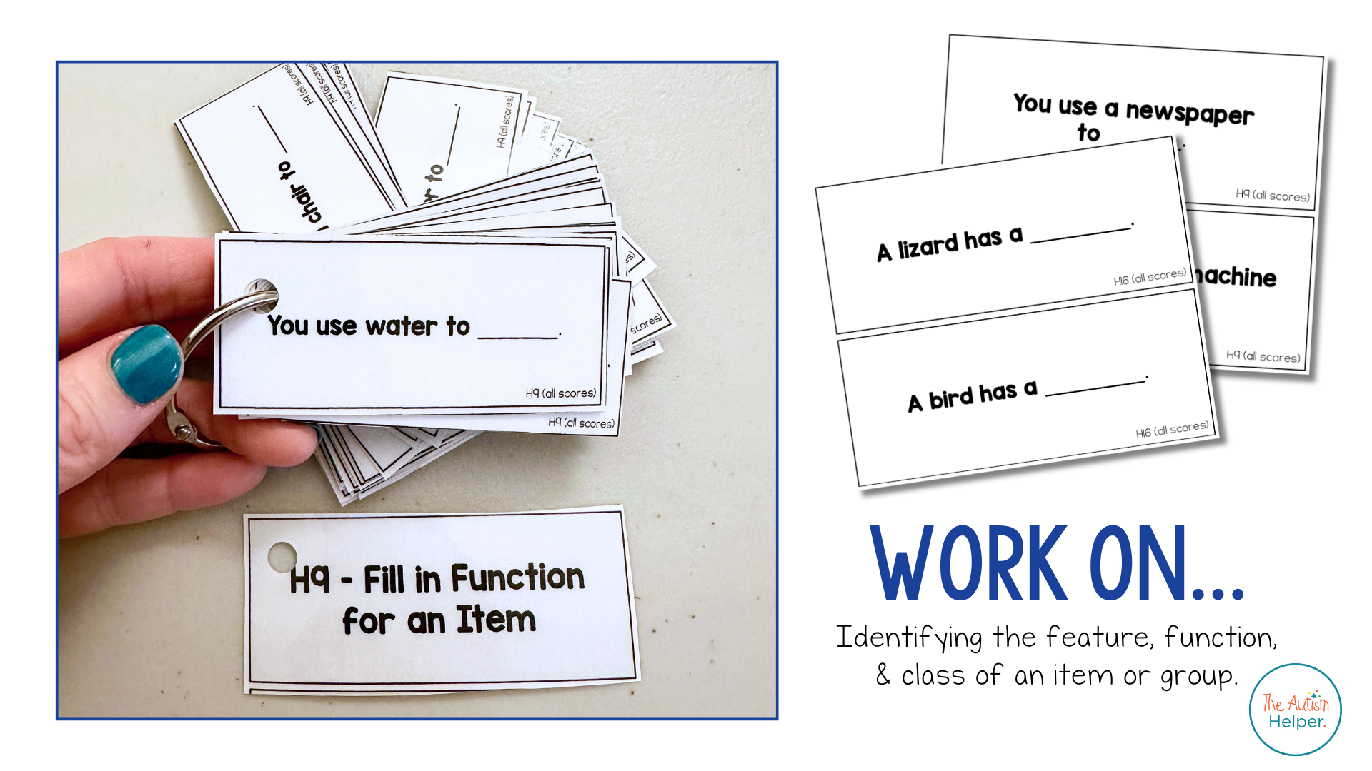 Feature Function Class Task Cards Fill In Feature, Function, and Class Task Cards [ABLLS-R Aligned to H ...