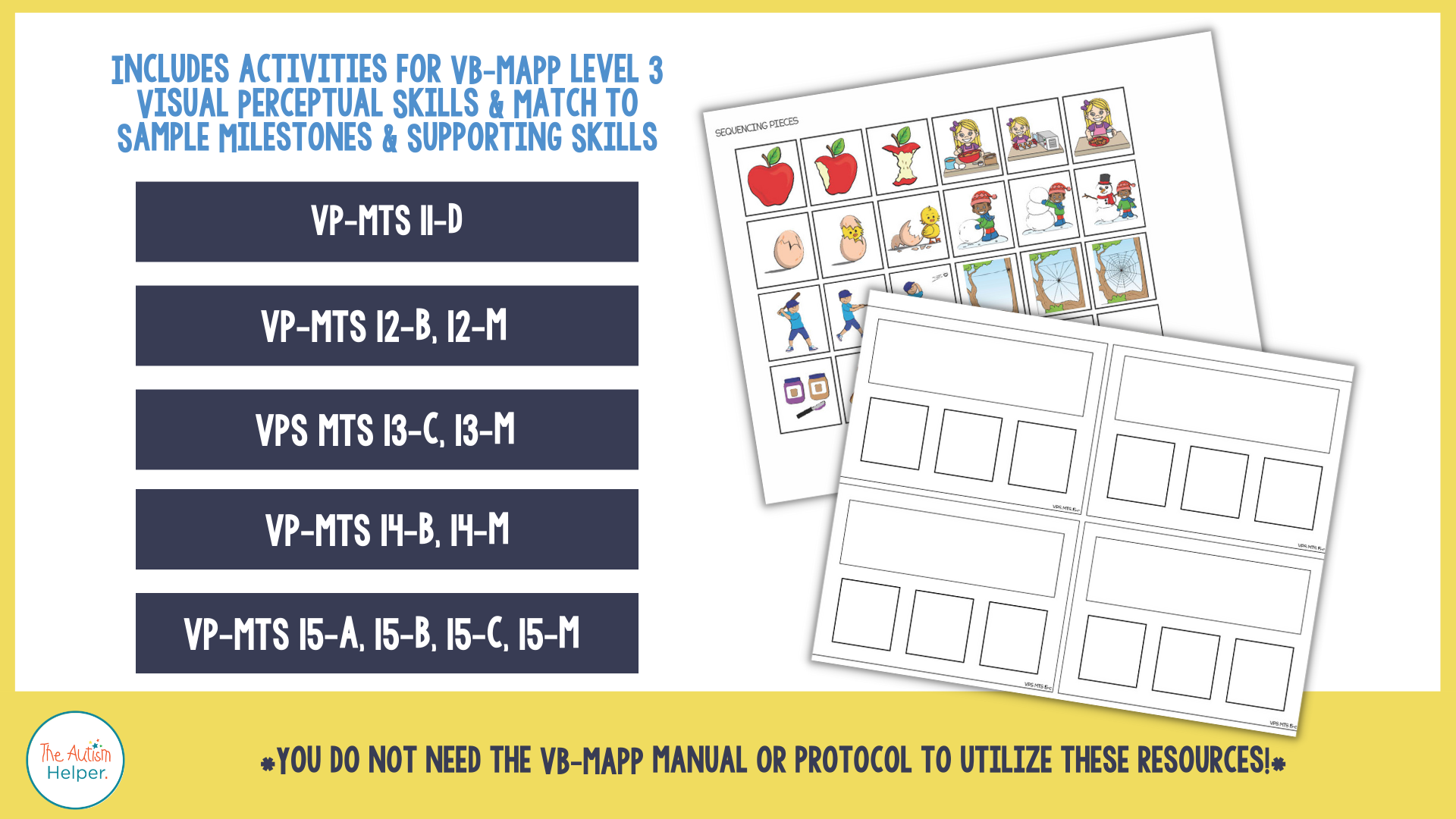VB-MAPP Task Cards - Visual Perceptual Skills & Match to Sample Level ...