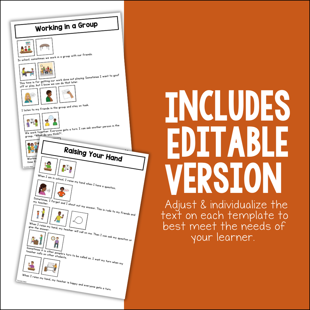 Visual Social Stories: School Behaviors Set 2