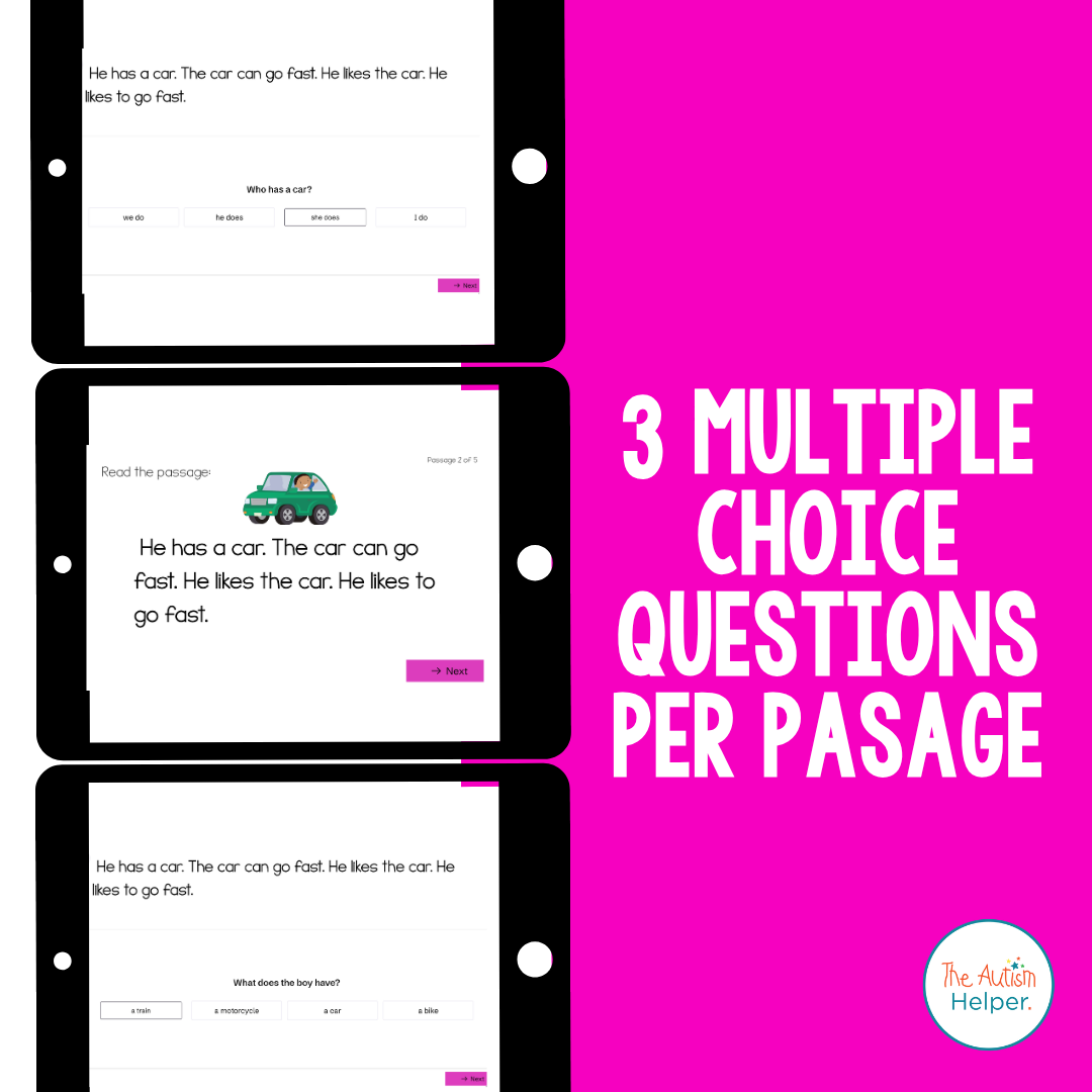 Level A/B Reading Comprehension Digital Task Cards