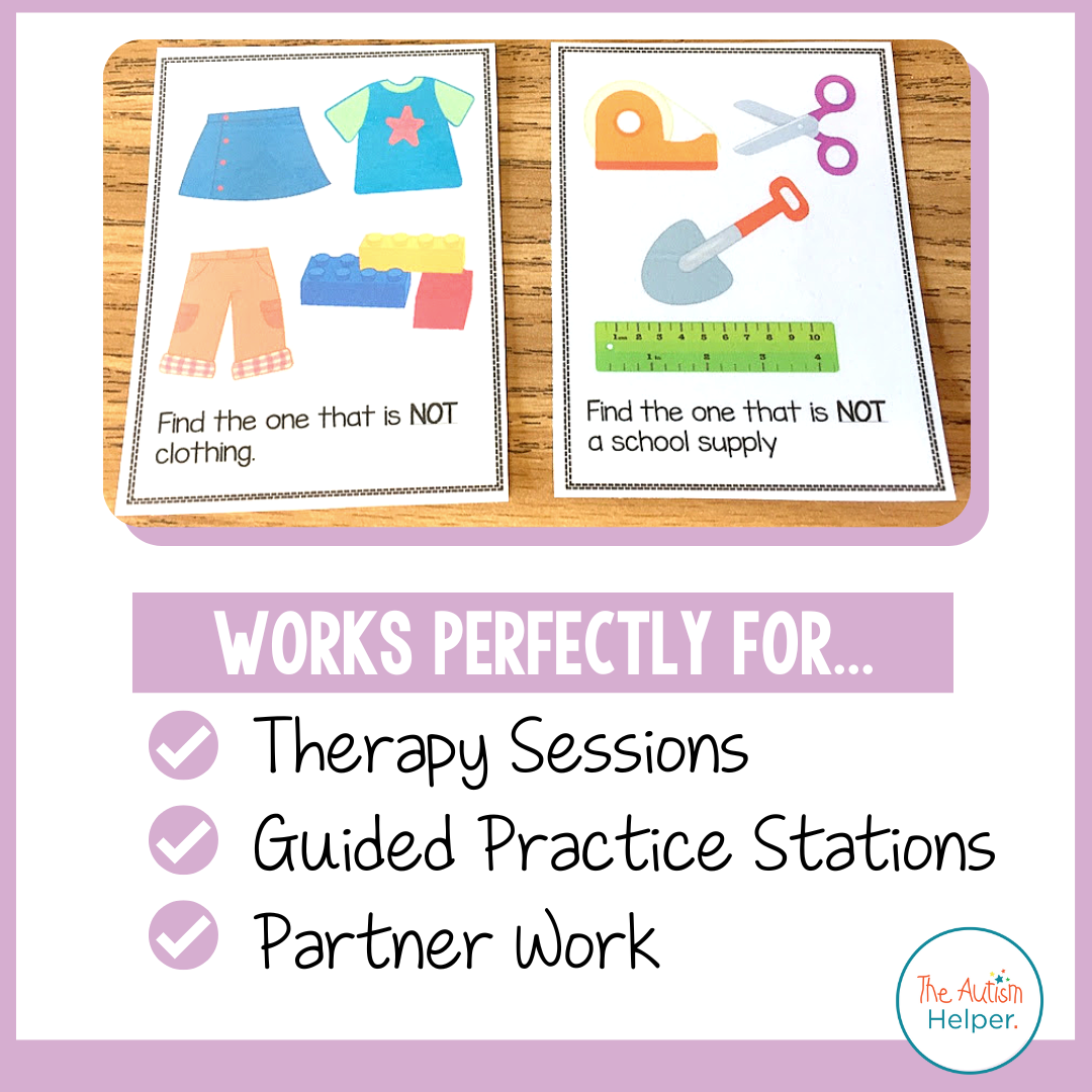 Non-Example and Negation Task Cards – The Autism Helper
