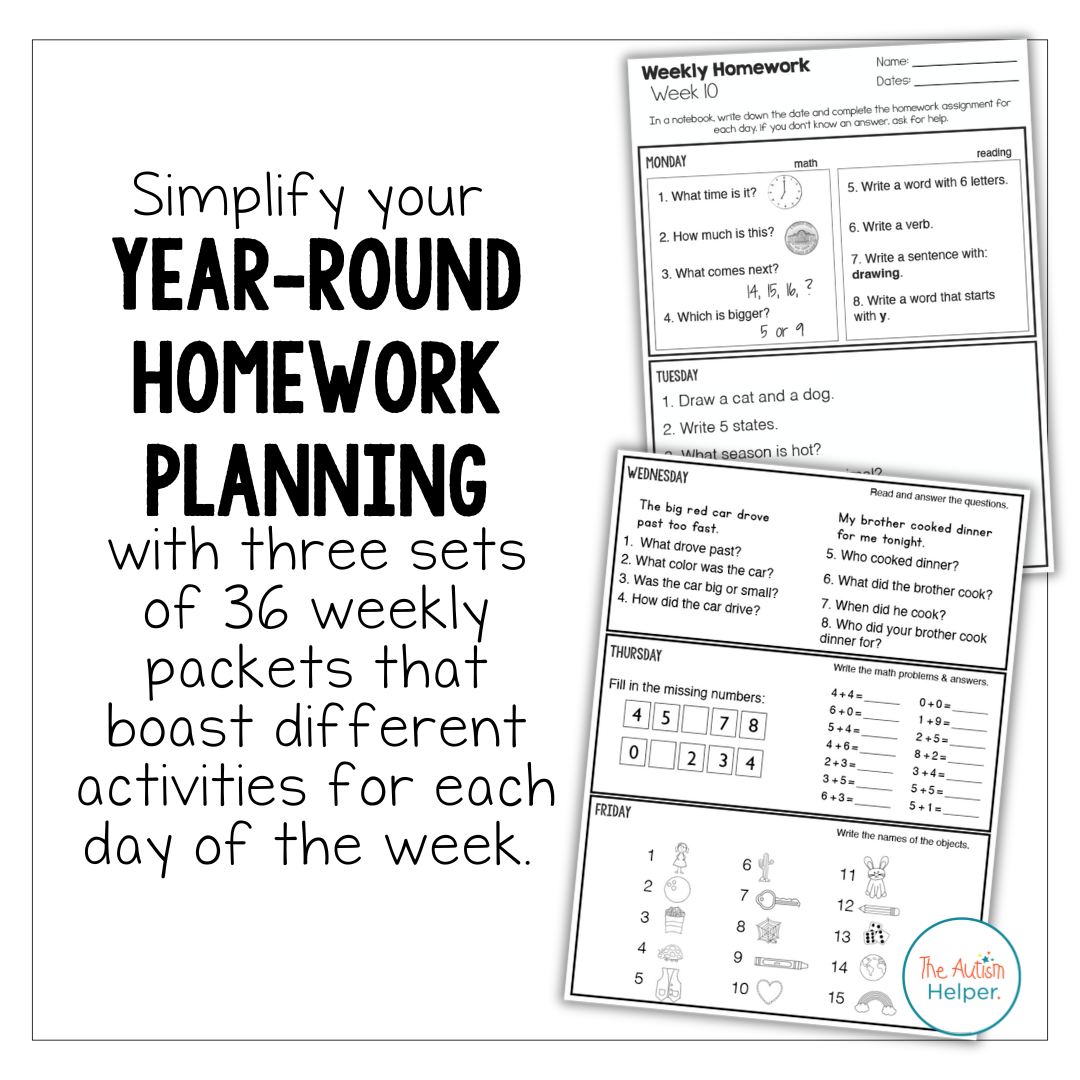 Leveled Homework BUNDLE