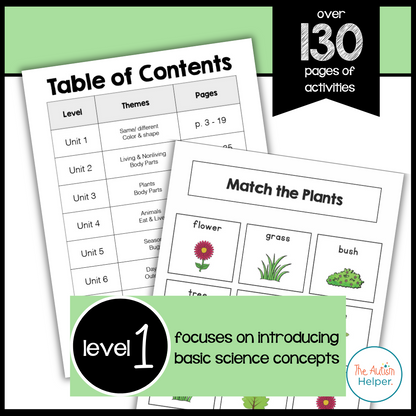 Level 1 Science Leveled Daily Curriculum FILE FOLDER ACTIVITIES