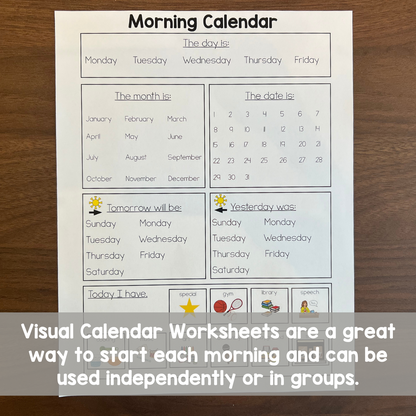 Visual Calendar Worksheets