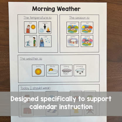 Visual Calendar Worksheets