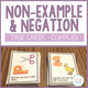 Complex Non-Example and Negation Task Cards cover with advanced vocabulary